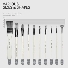 Artify Paint Brushes Set of 10 Watercolor Oil Paintings Acrylic Gouache Nylon Paint Brushes Pop Up with Carrying Case Round Flat Round Round Head Fan Brush Art Supplies
