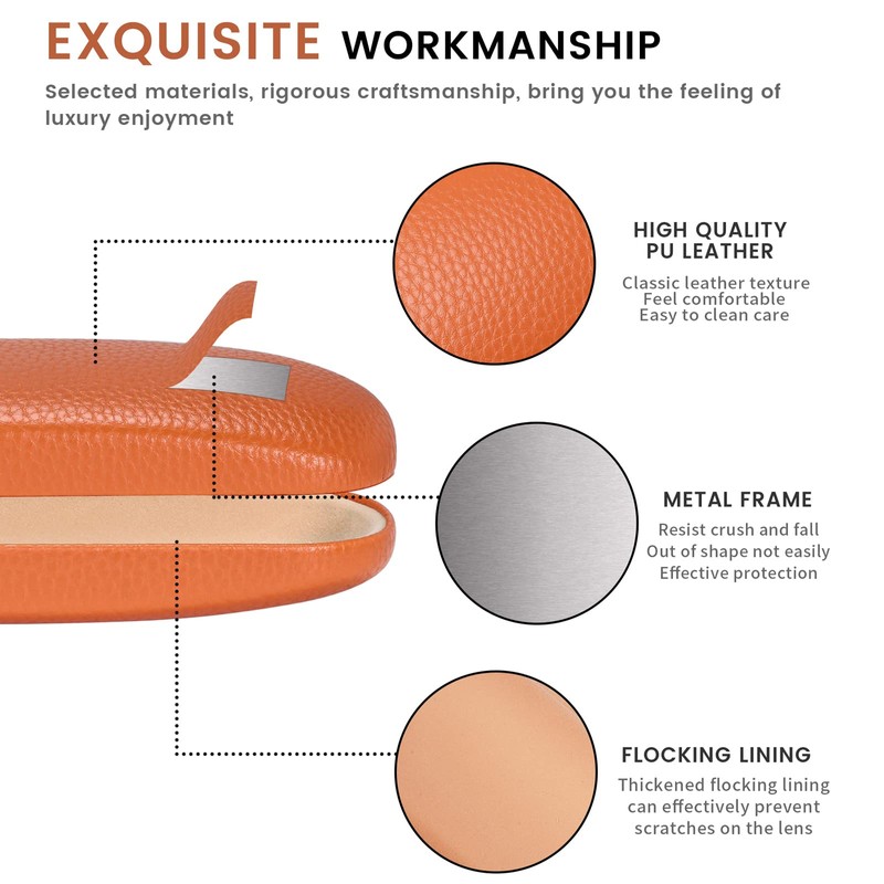 MOLSHINE Hard Shell PU Leather Glasses Case,Travel Portable Eyeglass Case