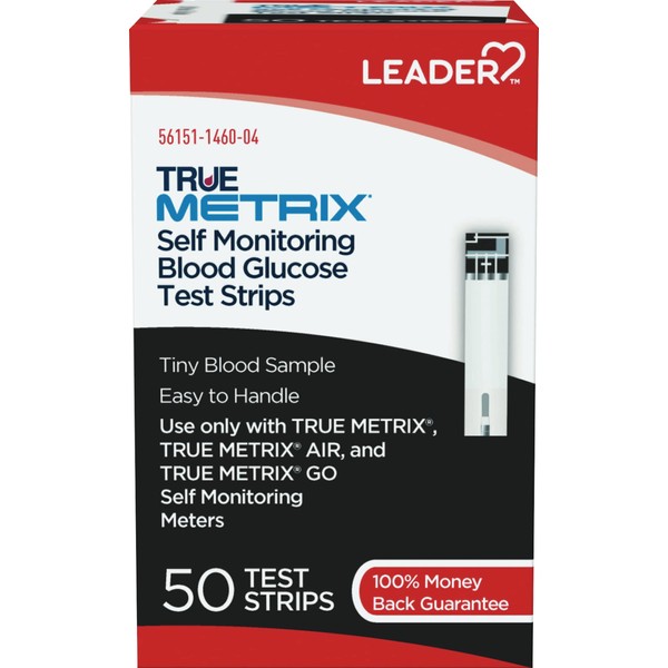 Leader True Metrix Self Monitoring Blood Glucose Test Strips, 50 Count Per Box