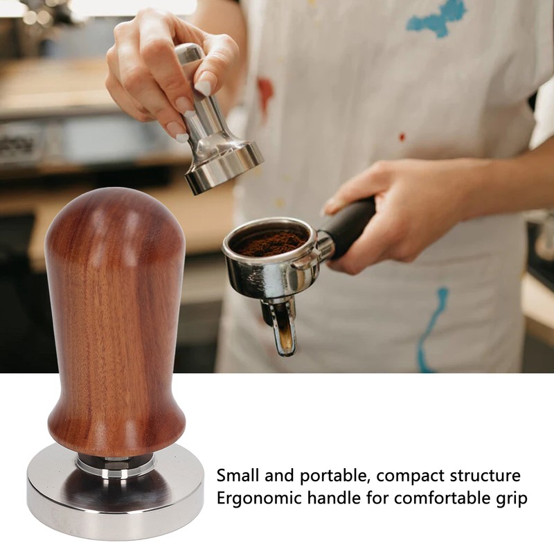 Coffee Tamper Separate Design Stainless Steel Ergonomic Wood Handle Portable