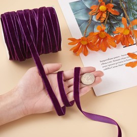 PandaHall 50 Yards Single Face Velvet Ribbon 3/8 Inch 10mm Velvet Ribbon Spool for Gift Wrapping Hair Bow Clip Sewing Wedding Decoration(Purple)