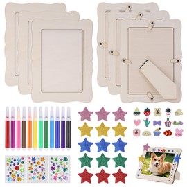 6 Pcs Paintable Wooden Photo Frames, Photo Frames for Kids Craft (15x20cm)