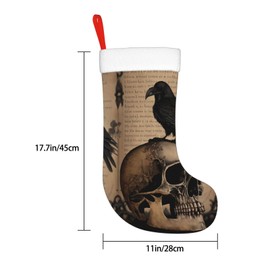 FYCFSLMY Edgar Allan Poe The Raven Skull Large Christmas Stockings, Xmas Tree Fireplace Hanging Decorations for Home Holiday Decor