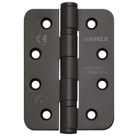 JUVA Startec DHB3221 Door Hinge Stainless Steel Black Matt Screw-On Tape Rounded for Unfolded Interior Doors Heavy Duty Load Capacity up to 120 kg Pack of 1 Screw-On Hinge Room Door with Screws