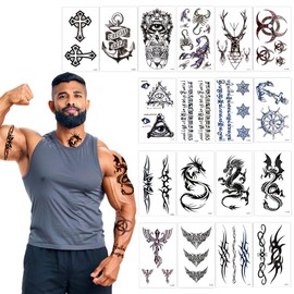 EDLMKM 18 Sheets Waterproof Temporary Tattoo FakeTattoos Body Art Sticker Cover Up Set, Fake Tattoos for Adults Men Women, Semi Permanent Transfer Tattoos Stickers, Dragon Tattoo, TTattoo Transfers