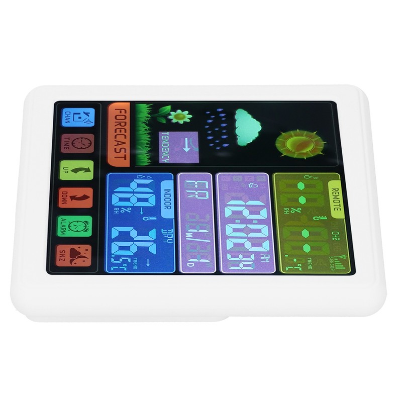 Wireless Weather Clock Digital Thermometer Hygrometer with Touch Screen for