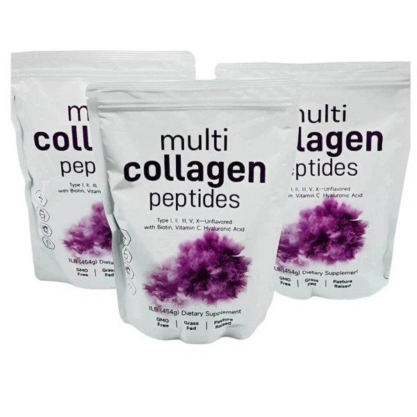 3 Pack Collagen Peptides Powder – Multi Type I II