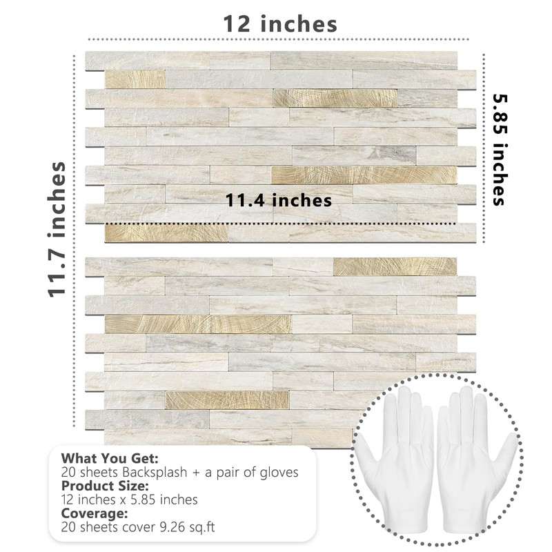 STICKGOO 20 Sheets Peel and Stick Backsplash Tile, Stick on
