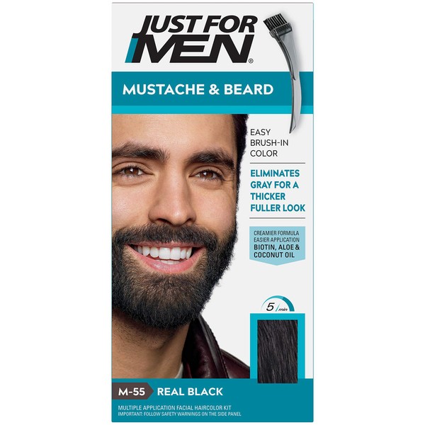 JUST FOR MEN Color Gel Mustache & Beard M-55 Real Black 1 Each (Pack of 12)