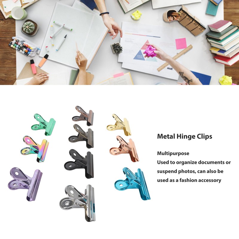 10PCS Colorful Metal Hinge Clips Multifunctional File Money Clamps for