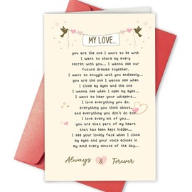 Romantic Anniversary Card for Men Woman, Sweet Valentines Card for Husband Wife Boyfriend Girlfriend, Poem Love Card for Partner Couple, Always and Forever Card