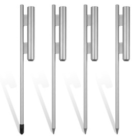 fallingstar 4 Pcs 23 Inch Flag Spike Heavy Duty Heavy Duty Ground Spike Flag Pole Ground Stake for Swooper Metal Flag Pole Stakes for Feather Flutter Banner Pole (Silver)