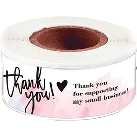 1Roll 120 Labels Thank You Sticker, 1 x 3 inch,Pink Decorative Thank You Small Business Lable, Sealing Stickers for Delivery, Decoration, Gifts, Packaging (for Your Supporting)