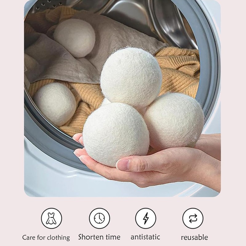Felted Wool Dryer Ball Anti Static Wool Ball, 6Pcs Natural