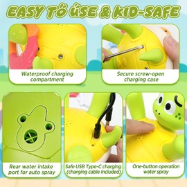 CORPER TOYS 2 in 1 Toss & Water Spraying Rechargeable Turtle Bath Toy for Toddlers, with 5 Colorful Animal Rings Floating Turtle Baby Bathtub Toy for Pool Water Table Play for Kids Gift