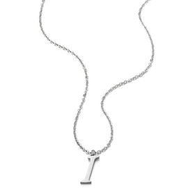 COOLSTEELANDBEYOND Name Initial Alphabet Letter A to Z Pendant Stainless Steel Necklace for Men Women with 50 cm Steel Rope Chain, Stainless Steel, I