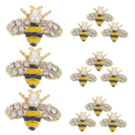 Healeved 12pcs Alloy Bee Nail Charms Adorable Rhinestone Nail Decorations Durable Fun DIY Supplies