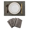 Home Brilliant Grey Table Mats 6 Pcs, Rectangle Large Placemats