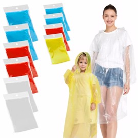 6 Pieces Poncho Waterproof Adult,4 Pieces Poncho Waterproof for Kids Rain Poncho Adult Waterproof Disposable Poncho Disposable Rain Poncho Unisex Suitable for Festivals Camping Theme Parks
