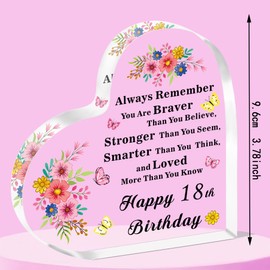 SMARGO 18th Birthday Gifts for Girls,18 Birthday Gifts for Her Daughter Niece Friends,18th Birthday Present Idea for 18 Year Old Girls, Happy 18th Birthday Keepsake Plaque Sign