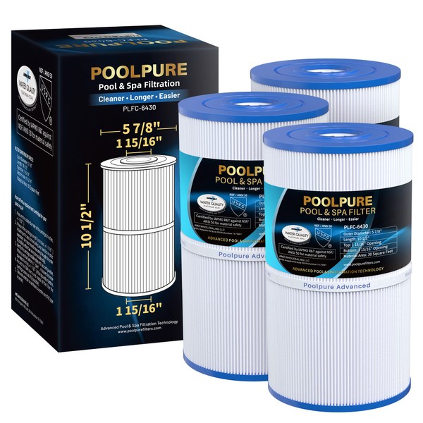 POOLPURE C-6430 Spa Filter Replaces 31489, PWK30, Filbur FC-3915, P/N0969601, 71825, 73178, 73250, 30 sq. ft. Hot Spring Spa Filter 3 Pack