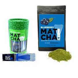 Whistling Kettle Organic Matcha Green Tea Powder - Refreshing & Energizing Tea with Natural Flavors - Blueberry Tea, 3.5 oz Bag (100 grams)