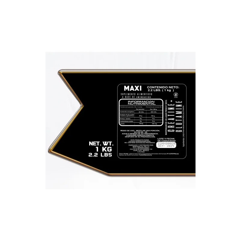 Creatina Glutamina En Polvo 1kg Maxi Protein 50 Servicios
