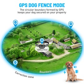 VOISTINO 2 in 1 GPS Wireless Dog Fence with Remote Training, Radius from 33 to 1083 Yards, Electric Pet Containment System, Waterproof Collar, Beep Vibration Shock, for Dogs Over 18 Lbs