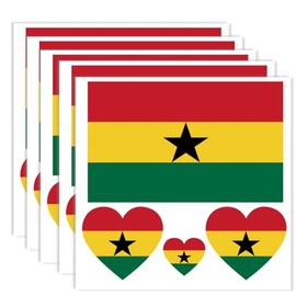 20 PCS Ghana Flag Tattoo,Ghanaians Banner Tattoos Decoration Decal, Rectangle Heart Waterproof Sticker for Party Parade