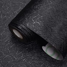 Black Peel and Stick Wallpaper Silk Embossed Self Adhesive Removable Wallpaper Black Wallpaper Stick and Peel Black Contact Paper Black Wrapping Stickers Paper Shelf Liner Vinyl Film 15.7”×118”