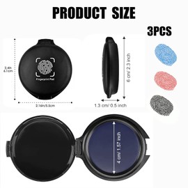 3 PCS Fingerprint Ink Pad, Thumbprint Ink Pad Notary Supplies Portable Fingerprint Kit for Identification Security ID Office School Contract Etc (Red Blue Black)