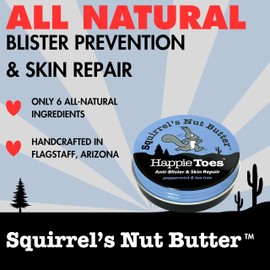Squirrel's Nut Butter Happie Toes Tin | Blister Prevention & Foot Cream | Prevent Blisters and repair skin on dry or cracked heals, toes, ankles, and balls of foot | 2.0 oz