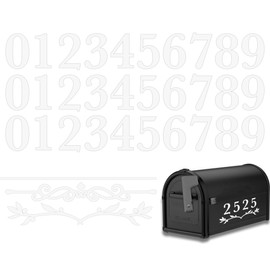 33PCS Mailbox Numbers for Outside, Self-Adhesive Waterproof Rustic White Vinyl House Door Address Numbers Stickers 0-9 with Leaf Decor for Apartment, Room, Office Door, Postbox, Trash Can 2IN