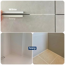Epoxy Grout Ivory 13.5 fl oz ｜Water & Stain Resistant & Zero Maintenance｜1:1 Auto-Mix Technology｜24hr Ready-to-Use｜Perfect for Shower Kitchen Pool | 10 Pearl Finishes for Tile & Stone