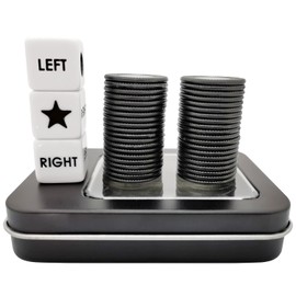 Ahoper Juego de Dados Left Right Center Prime Set con 3 Dados + 40 Fichas. Left en el Producto Significa Pasar 1 Ficha a la Izquierda, Right en el Producto Significa Pasar 1 Ficha a la Derecha. (Negro
