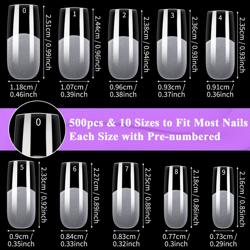 Becellen Pack of 500 Artificial Nail Tips, Soft Gel Nail
