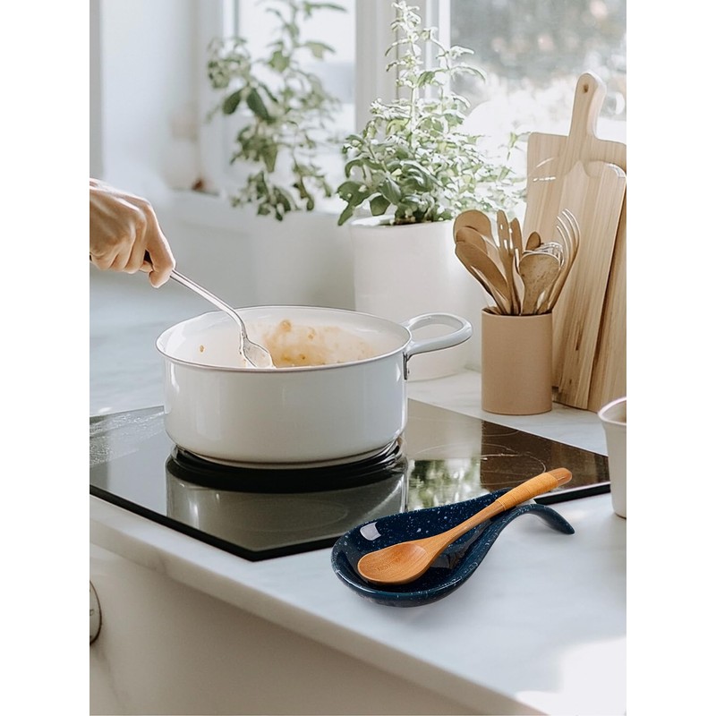 ANTIS'S HOME Ceramic Spoon Rest, Starry Night Glaze Spoon Holder,