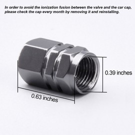 EBOOT 8 Pieces Tire Stem Valve Caps Wheel Valve Covers Car Dustproof Tire Cap, Hexagon Shape (Gun-Grey)