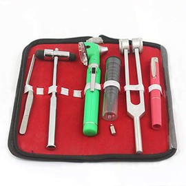 OdontoMed2011® LED Fiber Optic Otoscope Tuning Fork C128 TWEEZER Buck Hammer Pen Light ENT Set Green with Free Bulb