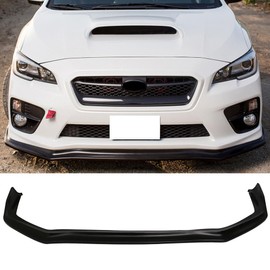 IKON MOTORSPORTS, Front Bumper Lip Compatible with 2015-2017 Subaru WRX STI, CS Style Unpainted Black PP Finisher Under Chin Spoiler Add On, 2016