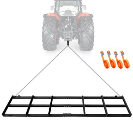 8FT Heavy Duty Drag Harrow for ATV/UTV/Tractor - Adjustable Weight Tow Behind Gravel Rake with Chains, Driveway Leveler & Soil Sand Leveling Tool for Lawn/Pasture