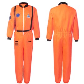 Ficlwigkis Astronaut Costume, Space Costume, Astronaut Men's Fancy Dress Costumes Women Men with Glasses, for Carnival Halloween (Orange, L)