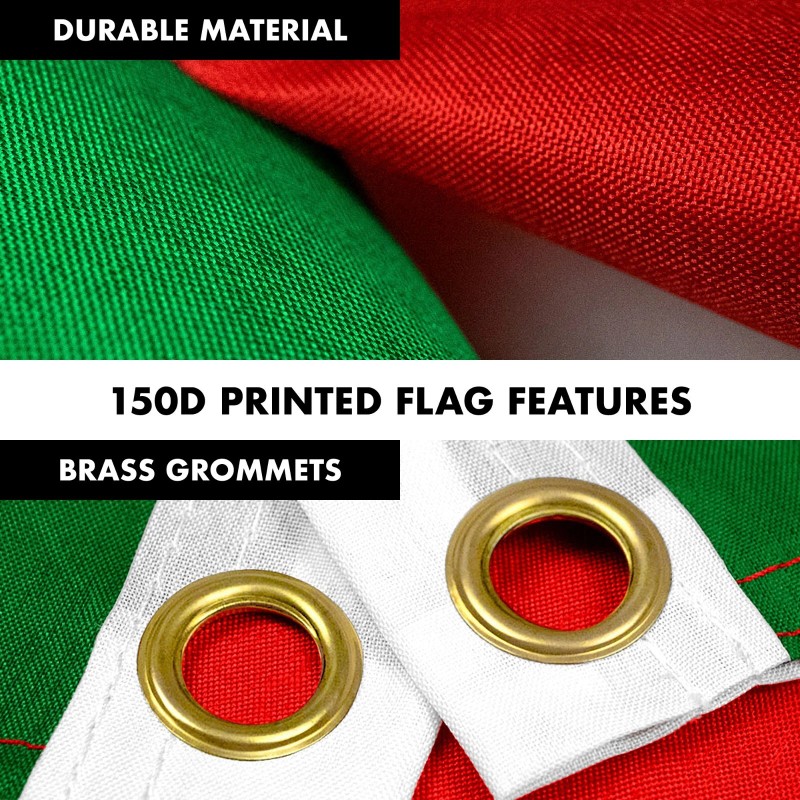 G128 Flag Pole 6FT Silver & Italy Italian Flag 3x5FT