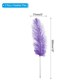 PATIKIL 30cm/12 Feather Ballpoint Pen, 1 Pcs Ink Vintage Quill Pen Refined Plated Dip Pen for Calligraphy Writing Signature Wedding Gift, Purple