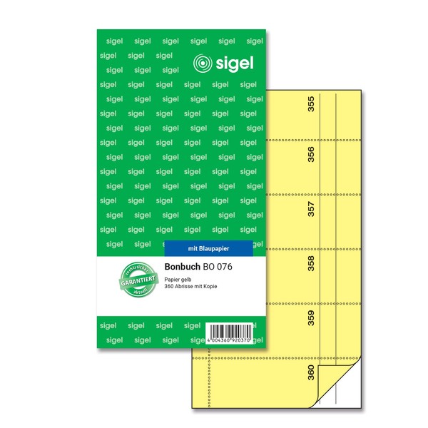 Sigel BO071 Voucher Book 360 Tickets 105, Light Green, 10.5