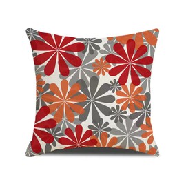 Homefeelzydys Cushion Covers, 40 x set of 4 Floral Decorative Square Pillow Cover Red Modern Daisy Grey for Home Sofa Bedroom Car Decor, P20