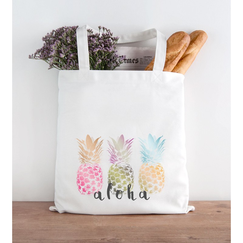 Jute Bag Aloha Ananans Pineapple Summer Cotton Bag Fabric Bag