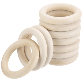 MECCANIXITY 10pcs 3" Unfinished Wooden Rings Smooth Natural Wood Macrame Rings for Curtain Connectors DIY Crafts Knitting Decoration Jewelry Making