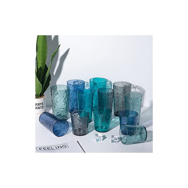 KX-WARE Vasos de plástico acrílico Highball de 18 onzas, juego