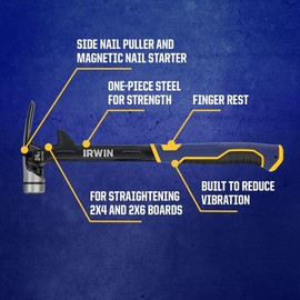 IRWIN Framing Hammer, 24oz Steel Demolition Hammer with Magnetic Nail Starter (IWHT51024)